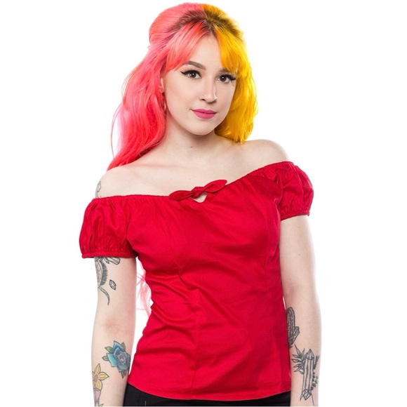 Collectif Red Bow Top - Picture 2 of 6